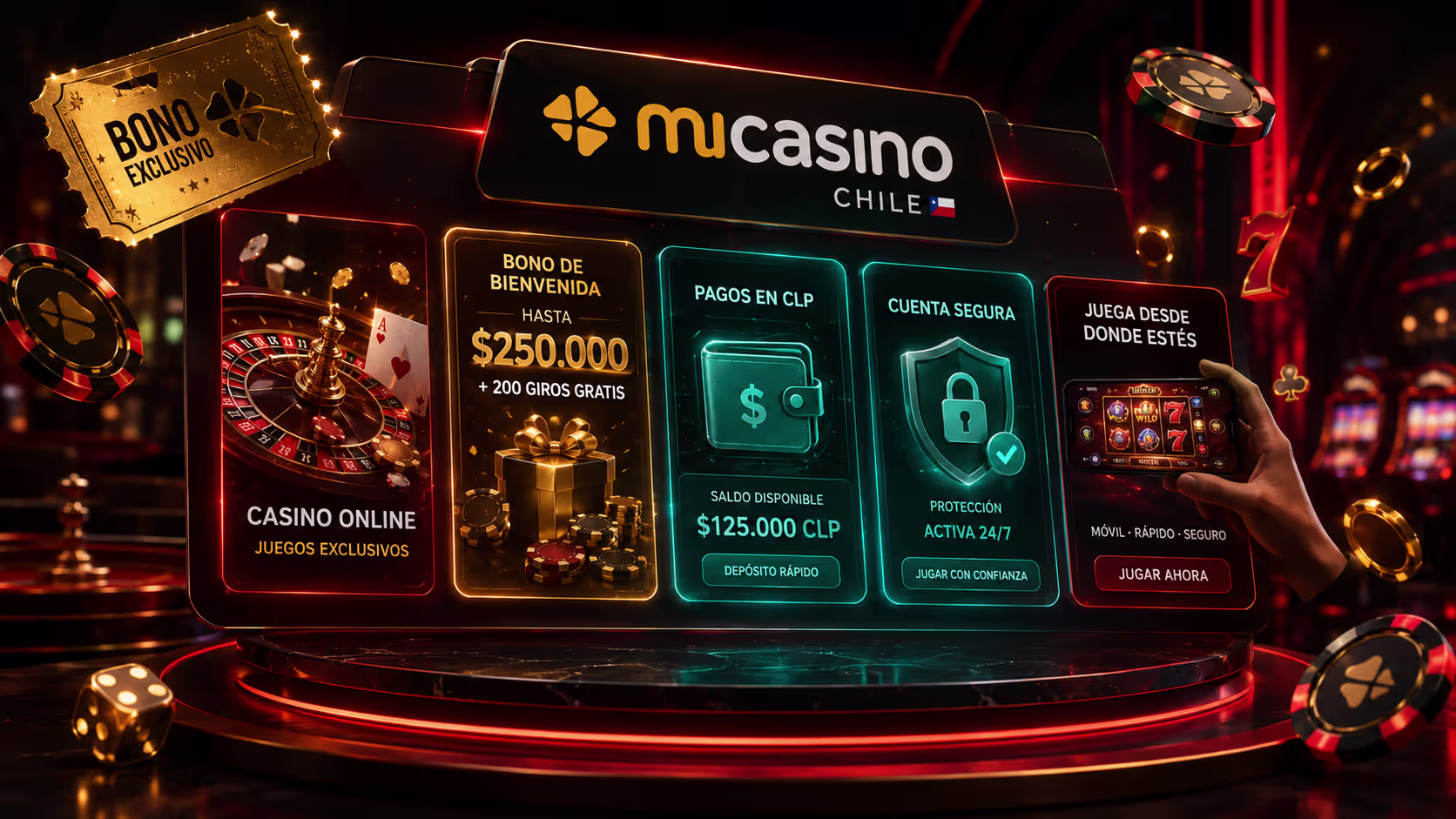 Página principal de Micasino Chile con acceso a registro y juegos